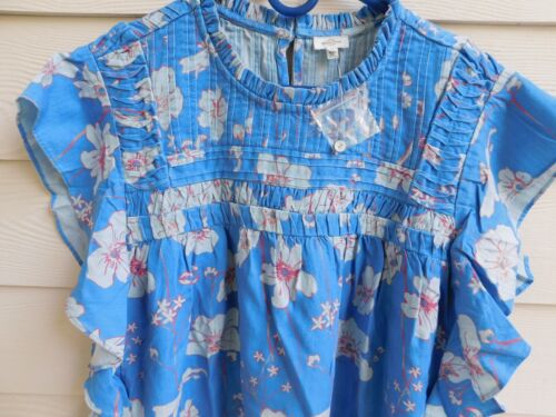 Anthropologie Eze Sur Mer Sables Blue Blouse Size Medium New MSRP $124 Free Ship - Picture 2 of 11
