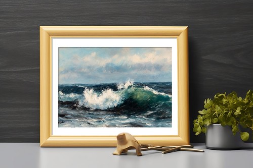 Crashing Ocean Wave Painting 5"x7" Print on Matte Paper | Coastal Seascape Art - Picture 10 of 17