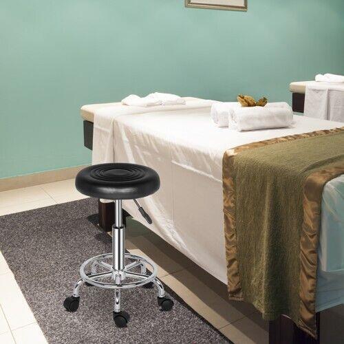 Taburete rodante redondo ajustable de salón para peluquería spa salón tatuaje de belleza - Imagen 8 de 23