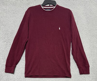 Ralph Lauren Mens Burgundy Thermal Long Sleeve Shirt Mens