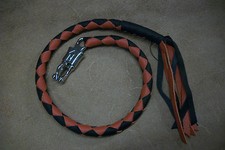 biker whip motorcycle getback USA made leather BLACK & ORANGE!!!By STITCH