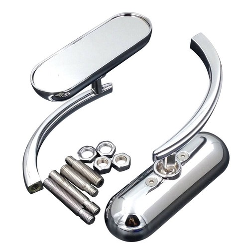 Motorcycle Rear View Mirror Mini Oval Chrome For Harley Sportster Dyna Softai RD - Picture 4 of 6