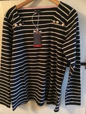 Image of Crew Clothing Square Neck Breton Button. Striped T Shirt. Size 12. New + Tags.