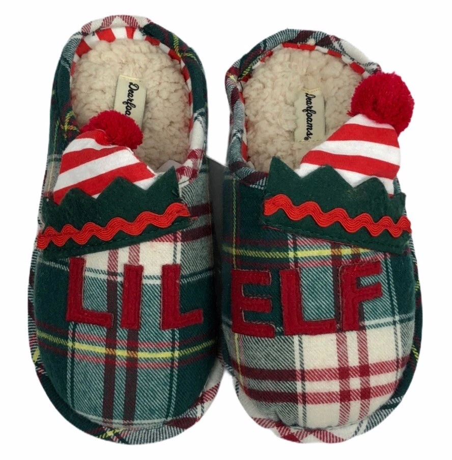 Dearfoams Lil Elf Memory Foam Slippers Boys Girls NWT