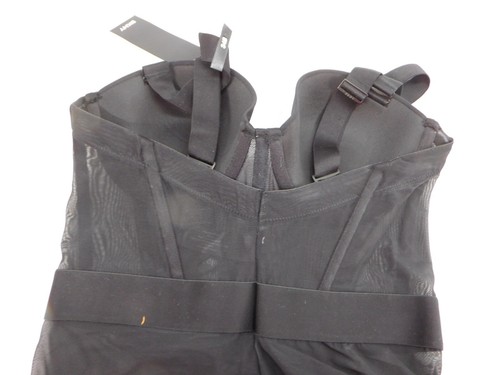 Nuevo traje corporal transparente sin tirantes o cruzado negro DKNY DK6008 34B - Imagen 6 de 9