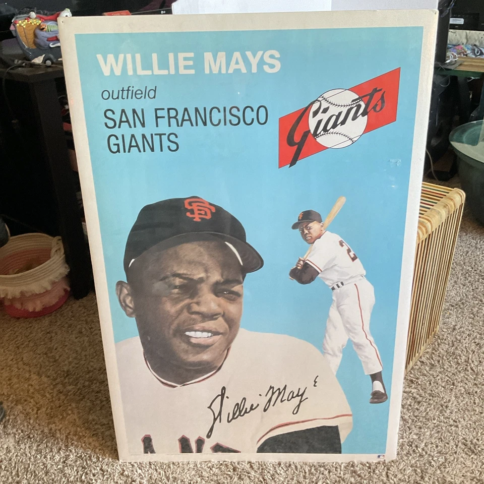 Willie Mays signed 1990 Geo Graphics 24x36 Oversized Card Poster ~ - Image 2 of 4