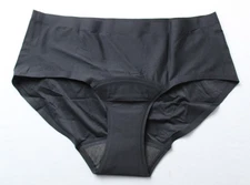 Knix Women's Mid-Rise Light Leakproof No-Show Boyshort DH3 Black Large NWT