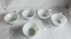 Fire King Anchor Hocking White Milk Glass Soup Chili Bowls with Handle Set of 5
