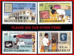 MONTSERRAT 1990 PENNY BLACK SC#741-44 SPECIMEN MNH STAMPS on STAMPS (D0155)