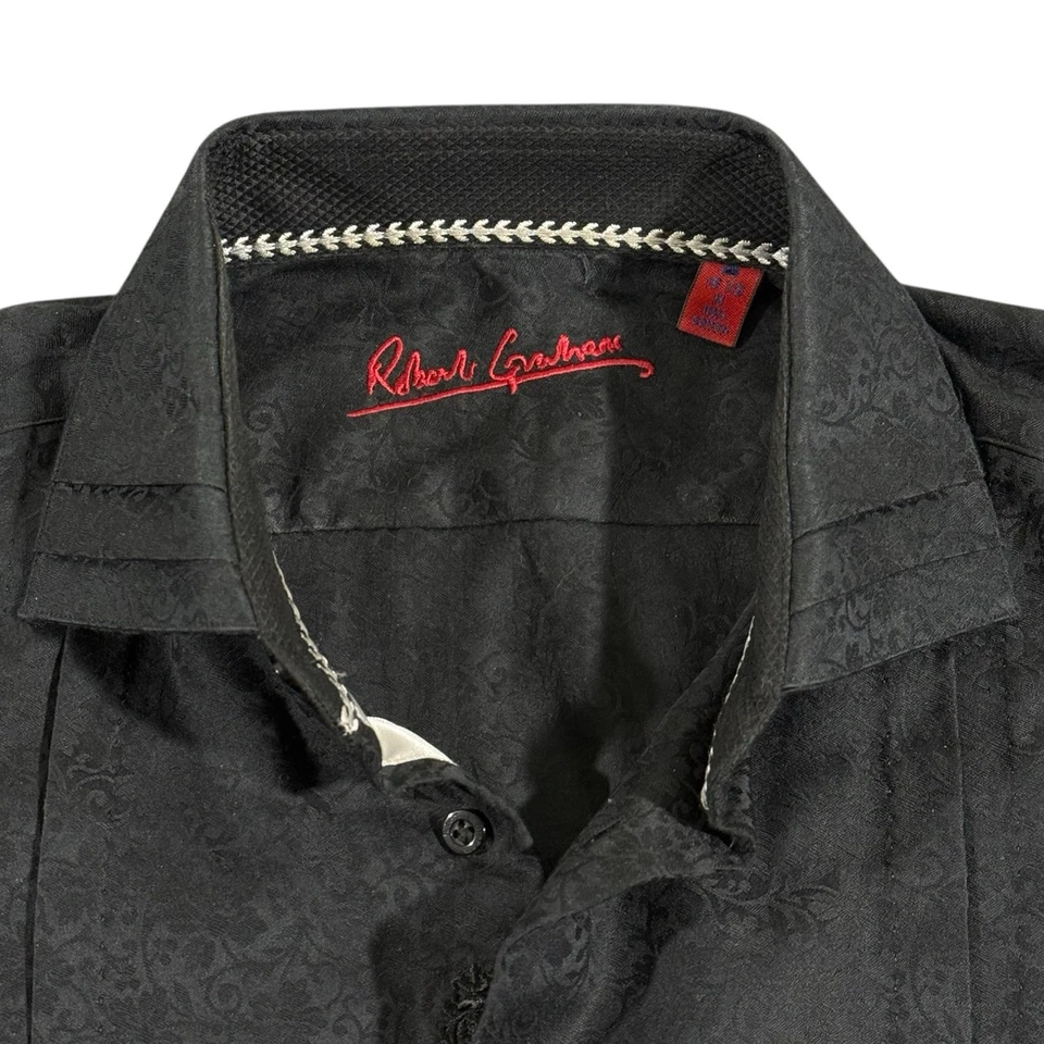 Camisa Robert Graham Para Hombre Manga Larga Con Botones Negra Talla Mediana Puño Francés Foto 3 de 4