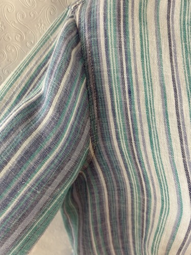 Women’s Coldwater Creek 100% Linen Pastel Stripe Button Up Collar Shirt Top Sz8P - Picture 5 of 9