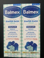 Lot of 2 New Balmex Complete Protection Diaper Rash Cream 4 oz Tubes