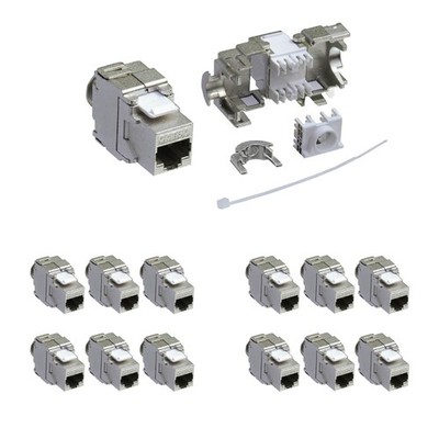 12x Keystone Jack Modul Cat.6a RJ45 STP werkzeuglos Netzwerk Adapter ProfiPatch