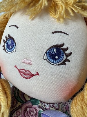 Sweetie Mine 21” Vintage Cloth Stuffed Ragdoll Purple Floral