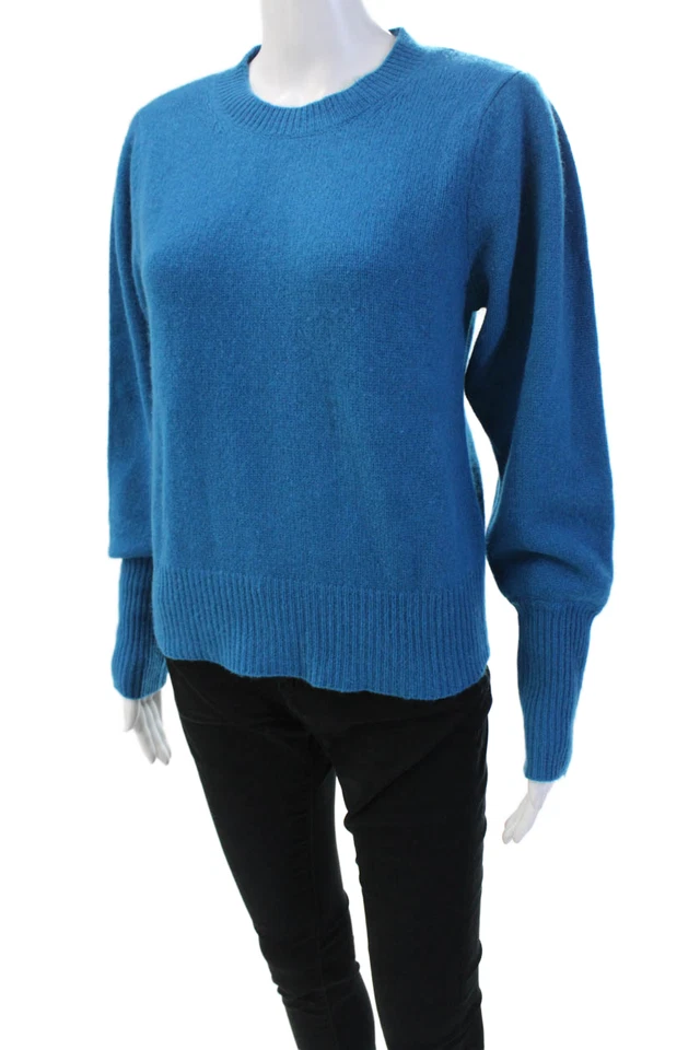 Aqua Womens Long Sleeve Crew Neck Cashmere Knit Sweater Blue Size Small - Image 2 of 4