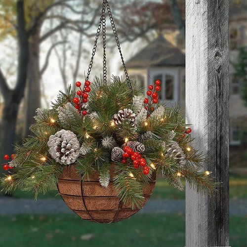 Led String Lights New Year Christmas Xmas Ornaments Hanging Basket Tree Cone - Foto 1 di 9