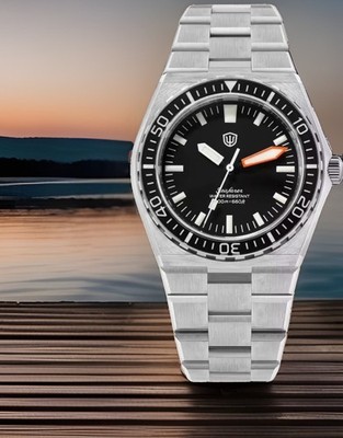 Watchdives WD0017 Seafarer Diver Watch   Matte Black Dial, Sapphire Bezel, 200M
