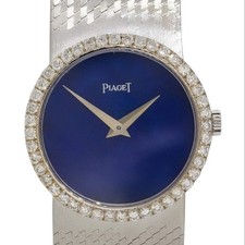  Piaget 9701A6 18k White Gold Lapis Diamond Ladies Watch