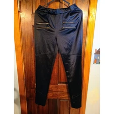 Goodtime USA Women's Black Faux Leather Zipper Accent Leggings