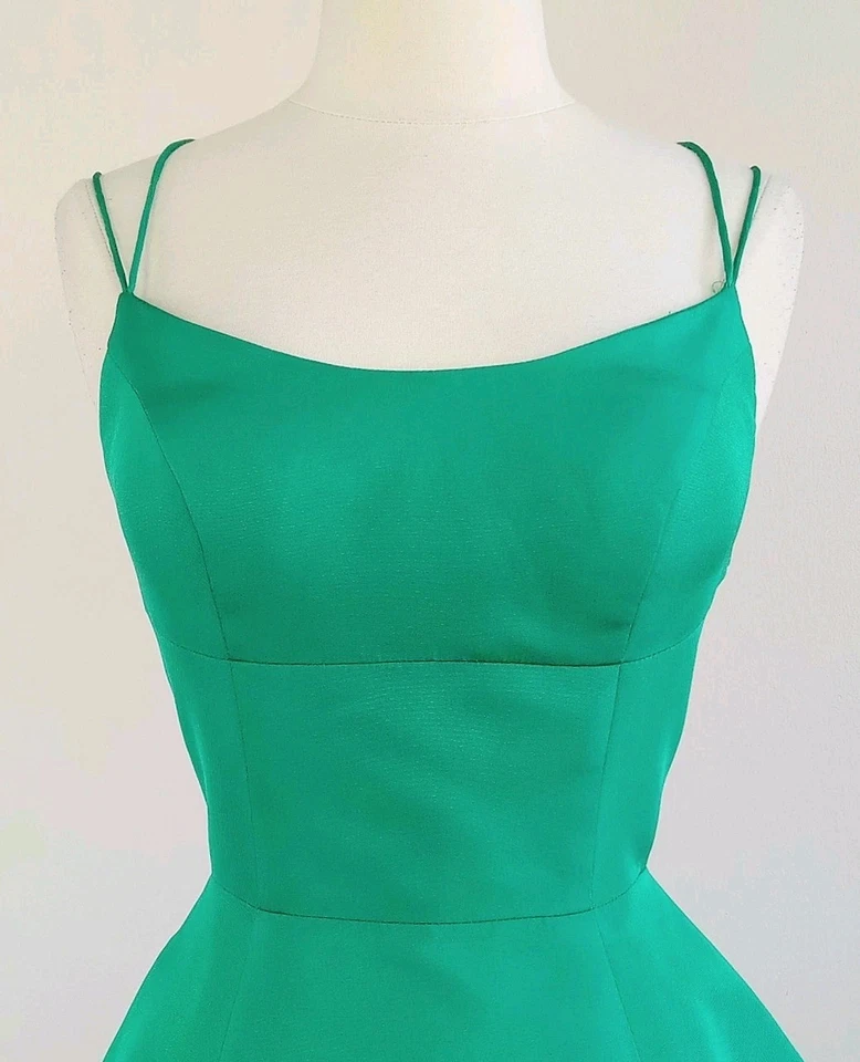 Mini VESTIDO talla 2 SHERRI HILL Kelly Verde Escultural ESPALDA Evento Fiesta Foto 4 de 4