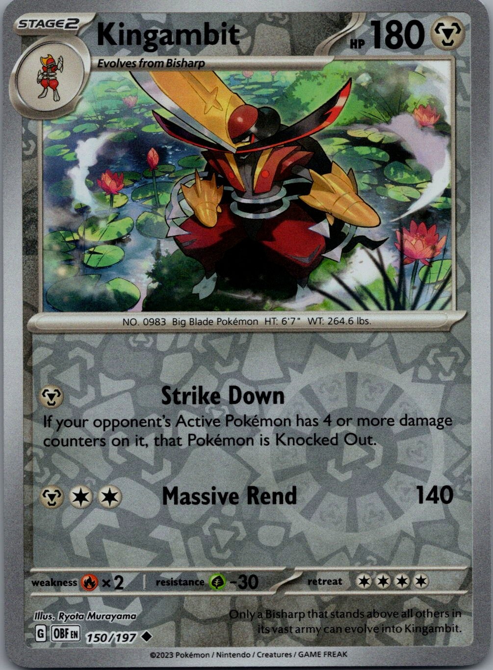 Kingambit 150/197 UC Obsidian Flames Pokemon Reverse Holo Near Mint