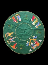 Vintage Bucilla Nativity Christmas Tree Skirt Completed 41 Inch Felt Sequin 70s 
