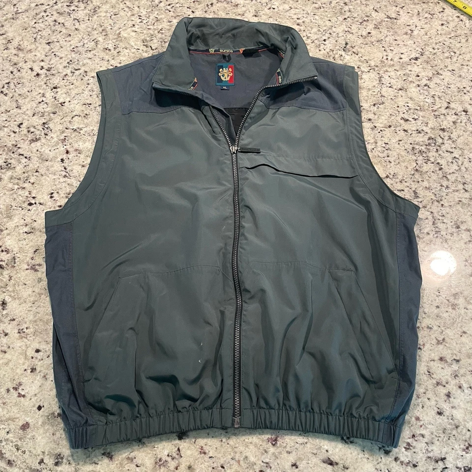 Sunice Golf Vest Mens ExtraLarge Green Check Sleeveless Lined Windbreaker Pocket - Image 2 of 4