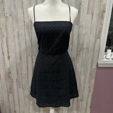 New Urban Outfitters Black Eyelet Lace Lace Up Backless Mini Dress Womens Large