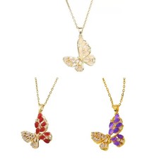 Modern Stainless Steel Butterfly Jewelry Cubic Zirconia Necklace for Daily