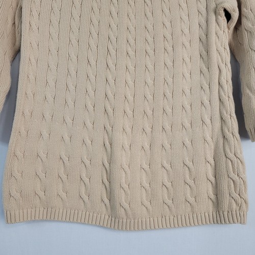 Talbots 3/4 sleeve cable knit cotton sweater size S beige, classic, minimalist - Picture 3 of 7