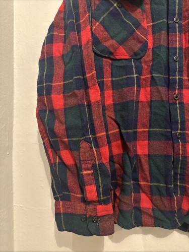 Sears Roebuck Flannel Shirt Mens XLT Vintage Wool Blend Tartan Plaid Red Green - Picture 4 of 9
