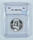 1957 Franklin Half Dollar MS64 FBL ICG *8988