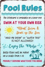 Pool Rules Tin Metal Signs Home D cor Aluminum Vintage Pool Patio Wall Decoratio