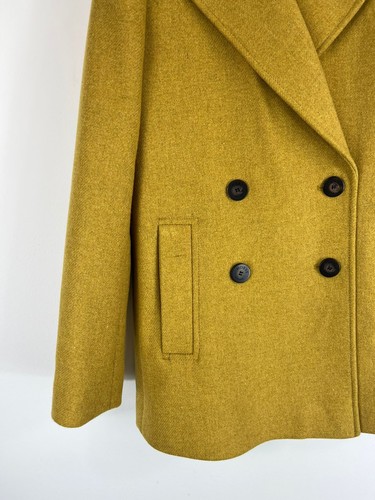 Hobbs London Double Breasted Coat Lime Green Wool Blend Smart Size Uk 8 - Picture 4 of 13