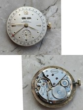 DOXA TRIPLE CALENDAR ETA 1164 VINTAGE WATCH MOVEMENT UHREN  WORKING 32mm DIAL