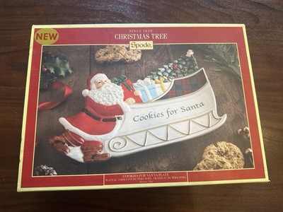 Spode 12'' Christmas Tree Sleigh Cookies Platter - Dolomite Holiday Serving Plate
