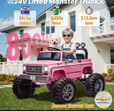 24V Ride on Car, Licensed Chevrolet Cheyenne Truck w/4X200W Motor, Remote Contro