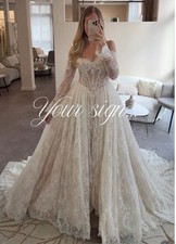 Luxurious lace glitter wedding dress wedding dress 32-60 N. Measurement crystals ivory