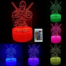 3D Illusion LED Marvel Deadpool Night Light 16 Colors Changing Table Lamp Remote