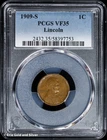 1909-S 1C Lincoln Wheat Cent PCGS VF 35