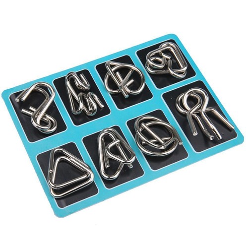 8PCS Metal Puzzle Wire IQ Mind Brain Teaser Toys IQ creative Educational Toys A - Picture 5 of 8