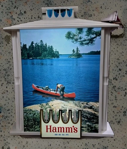 Vintage Hamms Beer Advertising  "From Land of Sky Blue Waters" Bar Light Sign