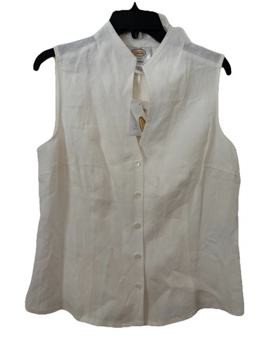 Talbots Irish Linen Sleeveless Top & Flared Midi Skirt Set Ivory 12 NWT - Picture 3 of 19