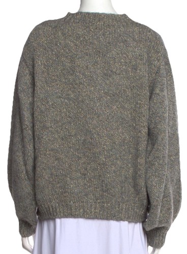 Le Lion Mock Neck Long Sleeve Sweater Grey Made In Italy Sparkle Medium - Picture 3 of 11