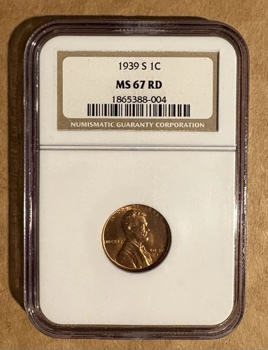 1939-S LINCOLN CENT NGC MS67 RED