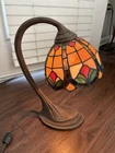 Vintage Gooseneck Tiffany Style Stained Glass Table Lamp