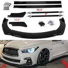 Front Bumper Lip Spoiler Side Skirt Body Kits Fits INFINITI Q50 Q60 Gloss Black