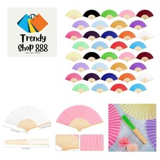 36 Pieces Multicolor Folding Fans Silk Bamboo Folding Fans Handheld Fan for W...