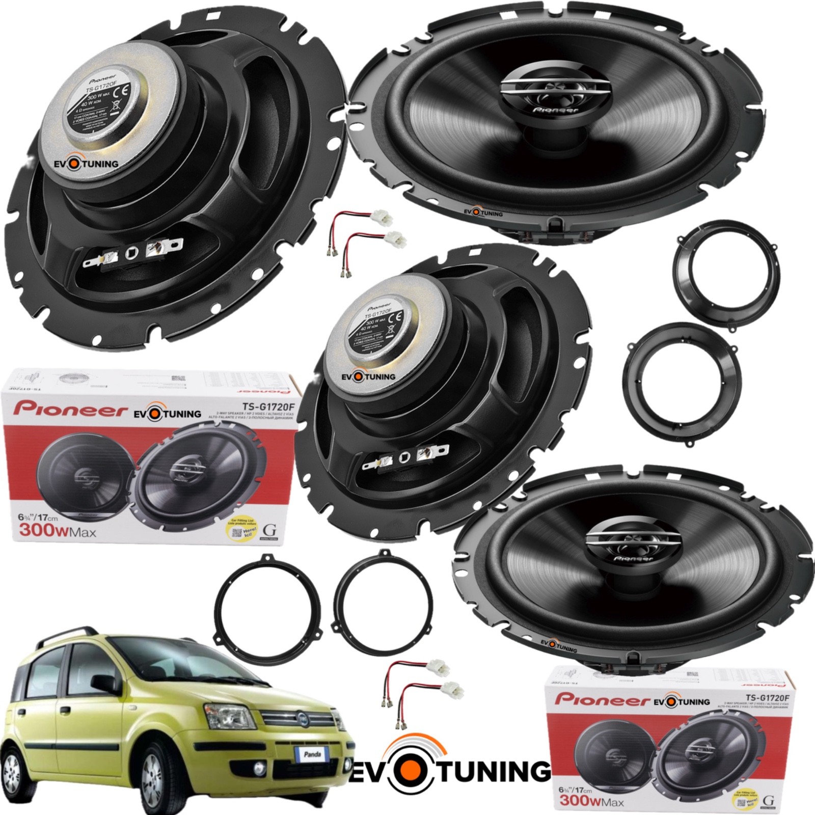 Kit 4 Casse Altoparlanti Pioneer TS-G1720F Ant.+ Poster. Fiat Panda 169 dal 2003
