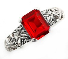 2CT Treated Ruby 925 Solid Sterling Silver Filigree Ring Jewelry Sz 6 AZ2